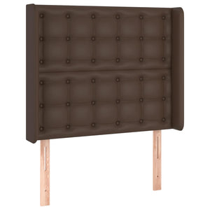 Κρεβάτι Boxspring με Στρώμα & LED Καφέ 90x190 εκ. Συνθ. Δέρμα