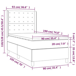 Κρεβάτι Boxspring με Στρώμα & LED Καφέ 90x190 εκ. Συνθ. Δέρμα