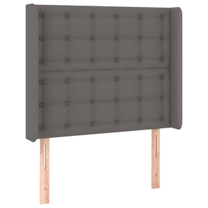 Κρεβάτι Boxspring με Στρώμα & LED Γκρι 100x200 εκ. Συνθ. Δέρμα