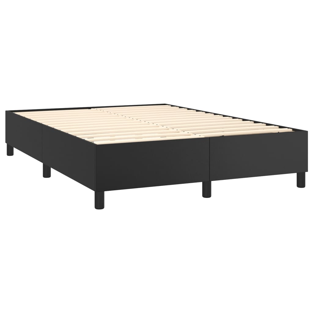 Κρεβάτι Boxspring με Στρώμα & LED Μαύρο 140x190 εκ. Συνθ. Δέρμα - Pakobazaar