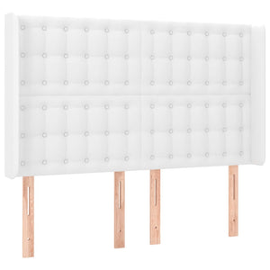 Κρεβάτι Boxspring με Στρώμα & LED Λευκό 140x190 εκ. Συνθ. Δέρμα