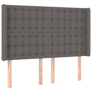 Κρεβάτι Boxspring με Στρώμα & LED Γκρι 140x190 εκ. Συνθ. Δέρμα