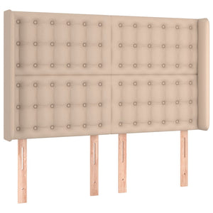 Κρεβάτι Boxspring Στρώμα&LED Καπουτσίνο 140x190 εκ. Συνθ. Δέρμα