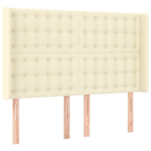 Κρεβάτι Boxspring με Στρώμα & LED Κρεμ 140x200 εκ. Συνθ. Δέρμα - Pakobazaar