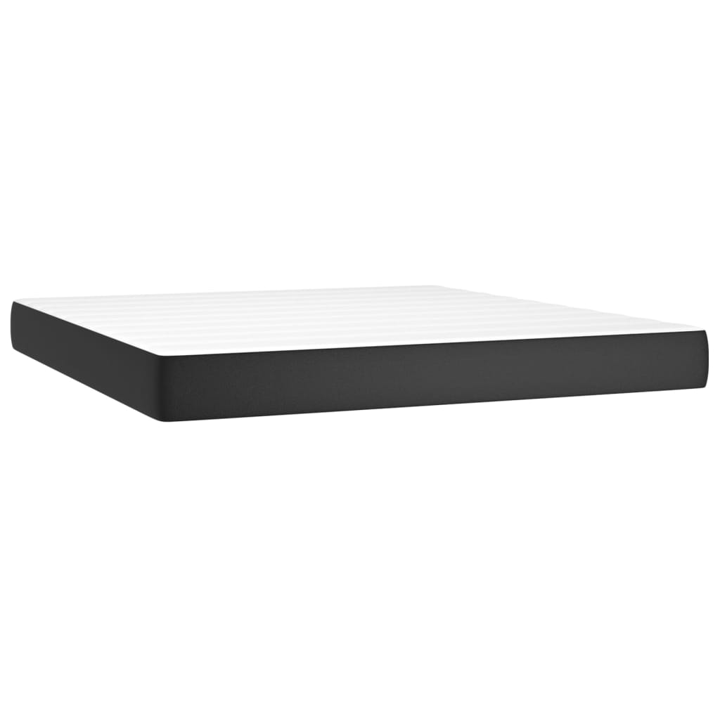 Κρεβάτι Boxspring με Στρώμα & LED Μαύρο 160x200 εκ. Συνθ. Δέρμα