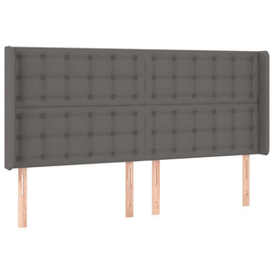 Κρεβάτι Boxspring με Στρώμα & LED Γκρι 160x200 εκ. Συνθ. Δέρμα