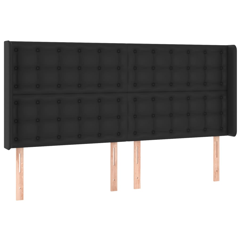 Κρεβάτι Boxspring με Στρώμα & LED Μαύρο 180x200 εκ. Συνθ. Δέρμα