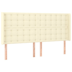 Κρεβάτι Boxspring με Στρώμα & LED Κρεμ 180x200 εκ. Συνθ. Δέρμα - Pakobazaar