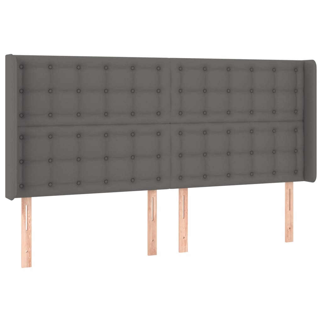 Κρεβάτι Boxspring με Στρώμα & LED Γκρι 180x200 εκ. Συνθ. Δέρμα