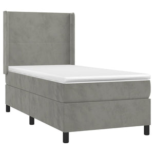 Κρεβάτι Boxspring με Στρώμα & LED Αν.Γκρι 80x200 εκ. Βελούδινο - Pakobazaar