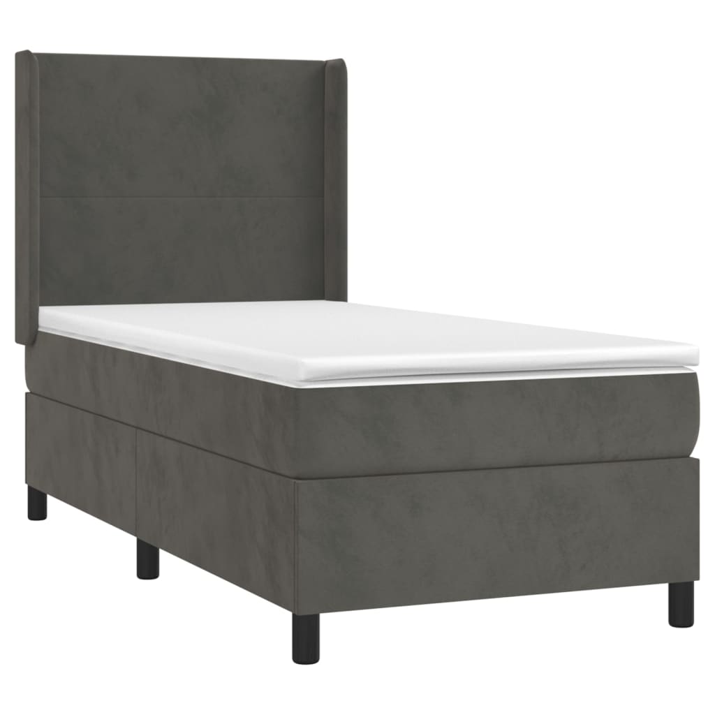 Κρεβάτι Boxspring με Στρώμα & LED Σκ. Γκρι 80x200 εκ. Βελούδινο