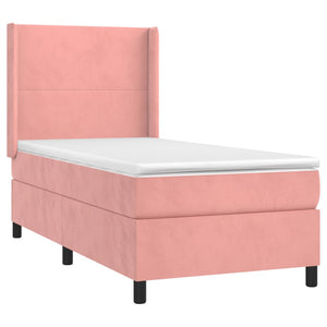 Κρεβάτι Boxspring με Στρώμα & LED Ροζ 90x190 εκ. Βελούδινο
