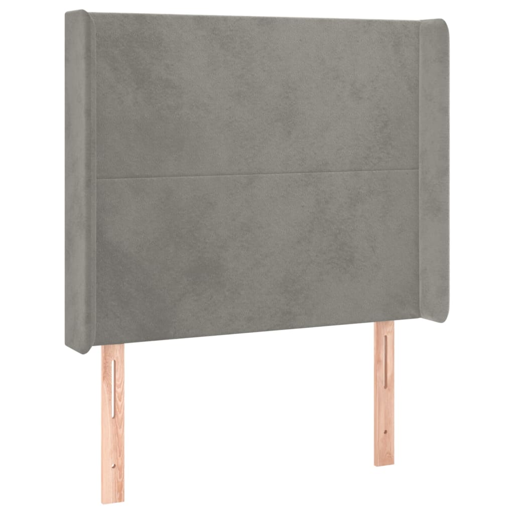 Κρεβάτι Boxspring με Στρώμα & LED Αν.Γκρι 90x200 εκ. Βελούδινο