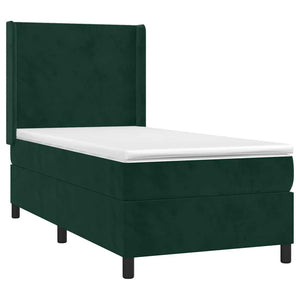 Κρεβάτι Boxspring με Στρώμα & LED Σκ. Πράσινο 90x200 εκ Βελούδο - Pakobazaar