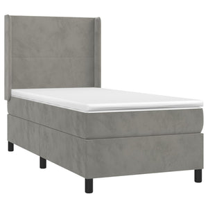 Κρεβάτι Boxspring με Στρώμα & LED Αν.Γκρι 100x200 εκ. Βελούδινο