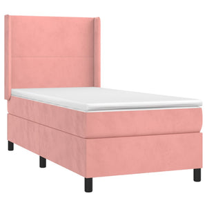 Κρεβάτι Boxspring με Στρώμα & LED Ροζ 100x200 εκ. Βελούδινο
