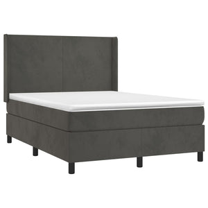 Κρεβάτι Boxspring με Στρώμα & LED Σκ. Γκρι 140x190εκ. Βελούδινο - Pakobazaar
