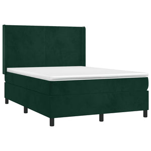 Κρεβάτι Boxspring με Στρώμα & LED Σκ. Πράσινο 140x190εκ Βελούδο - Pakobazaar