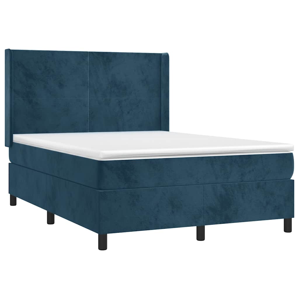 Κρεβάτι Boxspring με Στρώμα & LED Σκ. Μπλε 140x200εκ. Βελούδινο - Pakobazaar