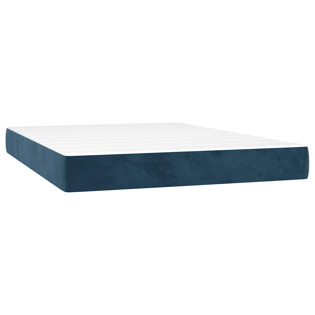 Κρεβάτι Boxspring με Στρώμα & LED Σκ. Μπλε 140x200εκ. Βελούδινο - Pakobazaar