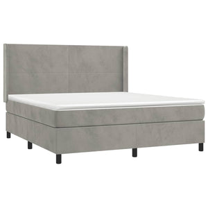 Κρεβάτι Boxspring με Στρώμα & LED Αν.Γκρι 160x200 εκ. Βελούδινο - Pakobazaar
