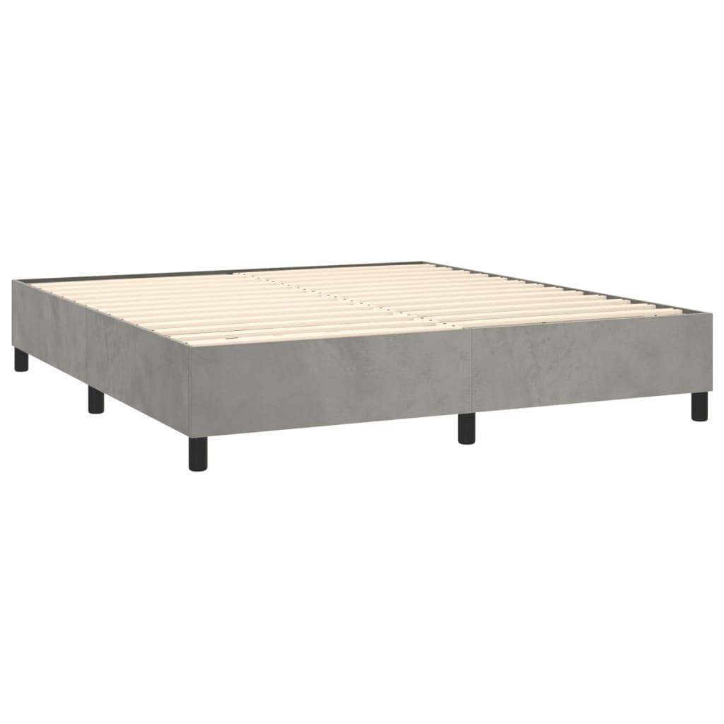 Κρεβάτι Boxspring με Στρώμα & LED Αν.Γκρι 160x200 εκ. Βελούδινο - Pakobazaar