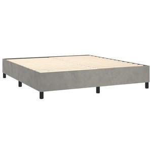 Κρεβάτι Boxspring με Στρώμα & LED Αν.Γκρι 160x200 εκ. Βελούδινο - Pakobazaar