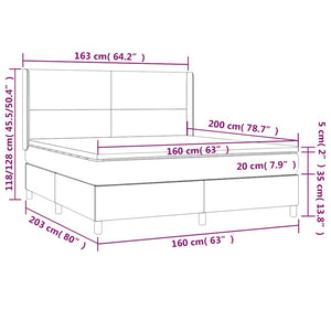 Κρεβάτι Boxspring με Στρώμα & LED Σκ. Πράσινο 160x200εκ Βελούδο - Pakobazaar