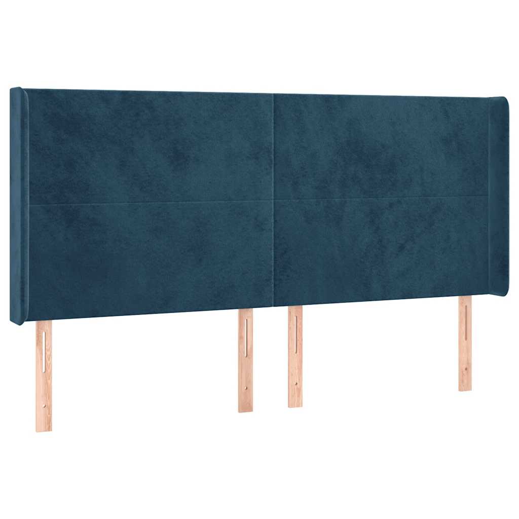 Κρεβάτι Boxspring με Στρώμα & LED Σκ. Μπλε 160x200εκ. Βελούδινο