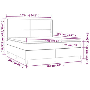 Κρεβάτι Boxspring με Στρώμα & LED Σκ. Μπλε 160x200εκ. Βελούδινο - Pakobazaar