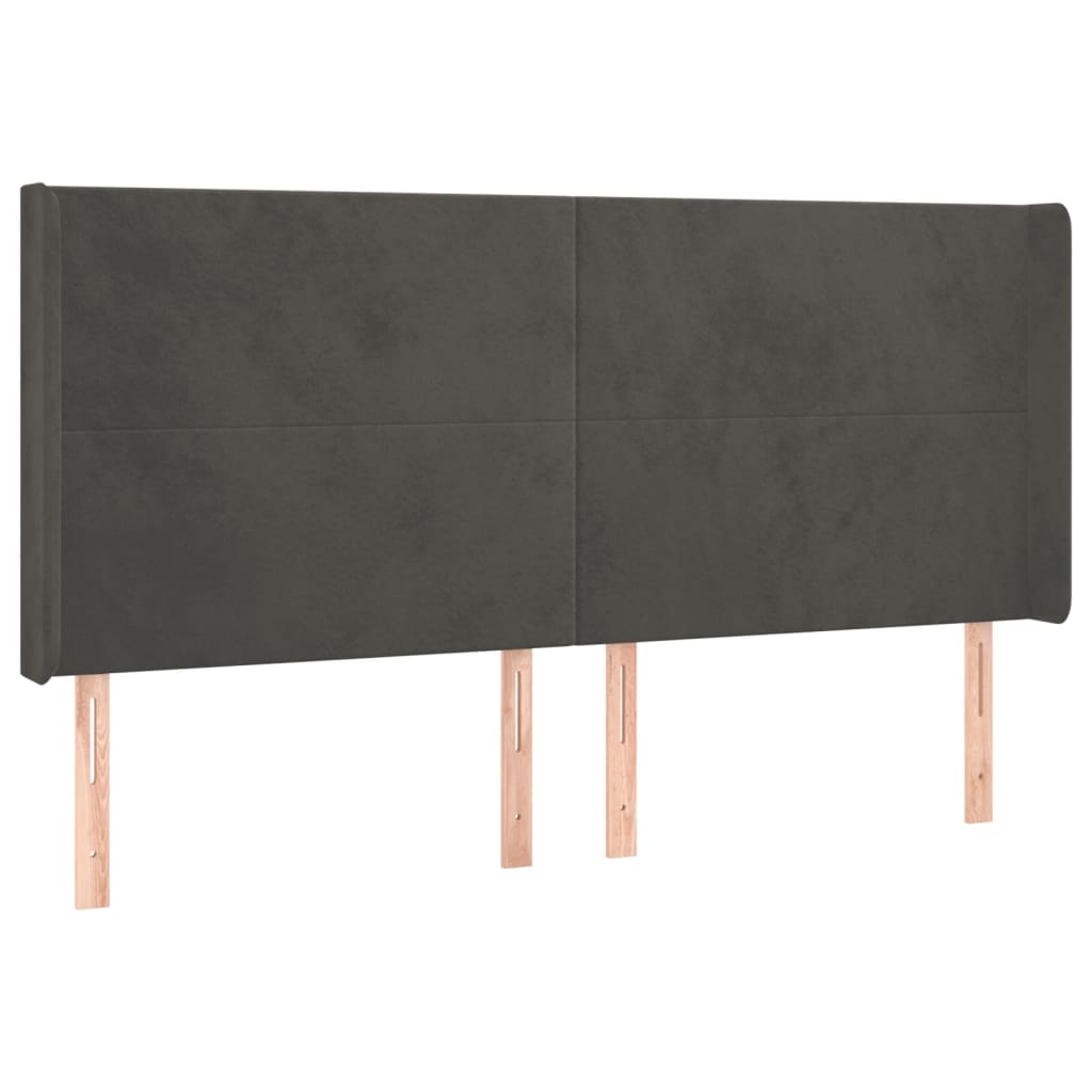 Κρεβάτι Boxspring με Στρώμα & LED Σκ. Γκρι 180x200εκ. Βελούδινο