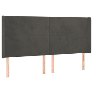 Κρεβάτι Boxspring με Στρώμα & LED Σκ. Γκρι 180x200εκ. Βελούδινο