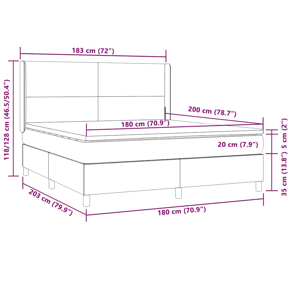 Κρεβάτι Boxspring με Στρώμα & LED Σκ. Πράσινο 180x200εκ Βελούδο - Pakobazaar