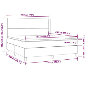 Κρεβάτι Boxspring με Στρώμα & LED Σκ. Πράσινο 180x200εκ Βελούδο - Pakobazaar