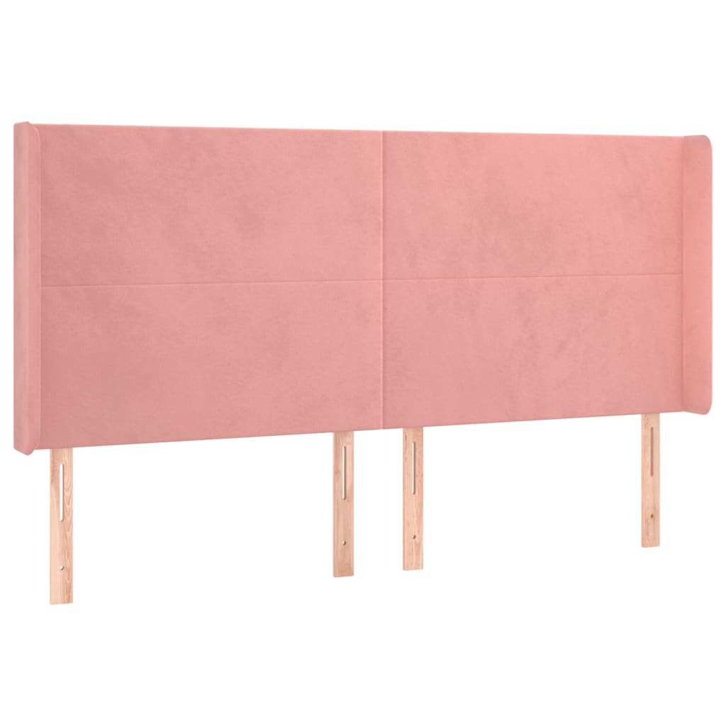 Κρεβάτι Boxspring με Στρώμα & LED Ροζ 180x200 εκ. Βελούδινο