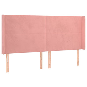 Κρεβάτι Boxspring με Στρώμα & LED Ροζ 180x200 εκ. Βελούδινο