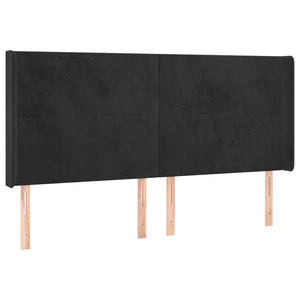 Κρεβάτι Boxspring με Στρώμα & LED Μαύρο 200x200 εκ. Βελούδινο - Pakobazaar