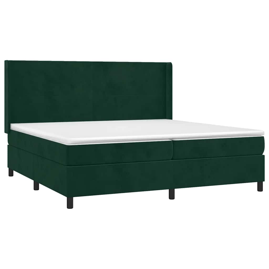 Κρεβάτι Boxspring με Στρώμα & LED Σκ. Πράσινο 200x200εκ Βελούδο - Pakobazaar
