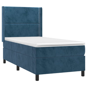 Κρεβάτι Boxspring με Στρώμα & LED Σκ. Μπλε 80x200 εκ. Βελούδινο - Pakobazaar