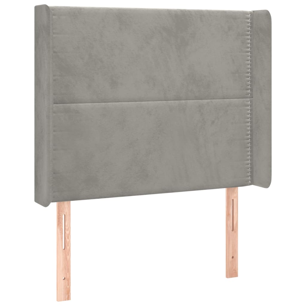 Κρεβάτι Boxspring με Στρώμα & LED Αν.Γκρι 90x190 εκ. Βελούδινο