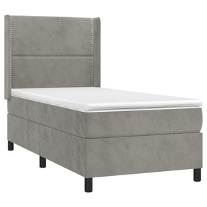 Κρεβάτι Boxspring με Στρώμα & LED Αν.Γκρι 100x200 εκ. Βελούδινο