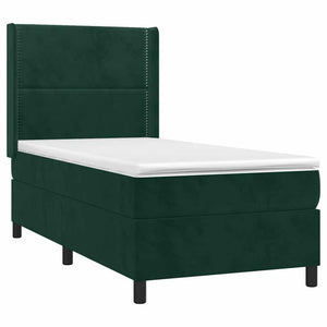 Κρεβάτι Boxspring με Στρώμα & LED Σκ. Πράσινο 100x200εκ Βελούδο - Pakobazaar