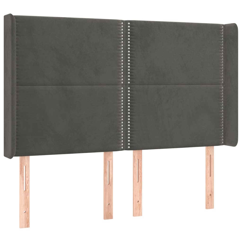 Κρεβάτι Boxspring με Στρώμα & LED Σκ. Γκρι 140x200εκ. Βελούδινο