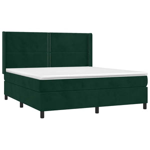 Κρεβάτι Boxspring με Στρώμα & LED Σκ. Πράσινο 160x200εκ Βελούδο
