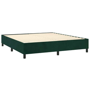 Κρεβάτι Boxspring με Στρώμα & LED Σκ. Πράσινο 160x200εκ Βελούδο