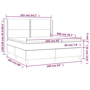 Κρεβάτι Boxspring με Στρώμα & LED Σκ. Πράσινο 160x200εκ Βελούδο