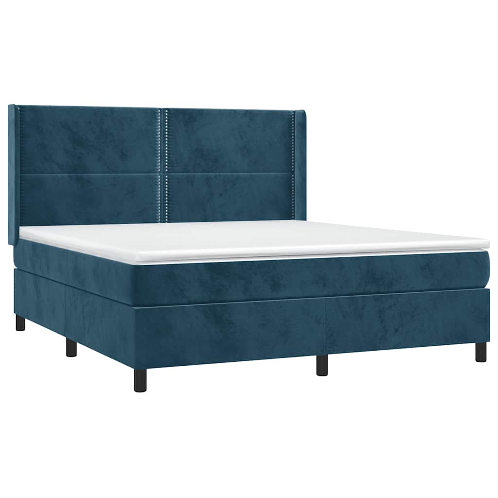 Κρεβάτι Boxspring με Στρώμα & LED Σκ. Μπλε 160x200εκ. Βελούδινο - Pakobazaar