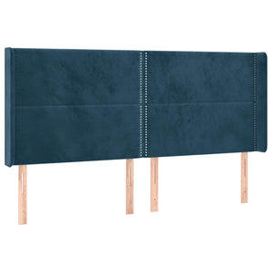 Κρεβάτι Boxspring με Στρώμα & LED Σκ. Μπλε 160x200εκ. Βελούδινο - Pakobazaar
