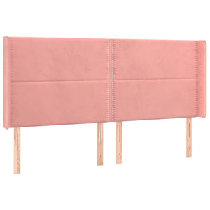 Κρεβάτι Boxspring με Στρώμα & LED Ροζ 160x200 εκ. Βελούδινο