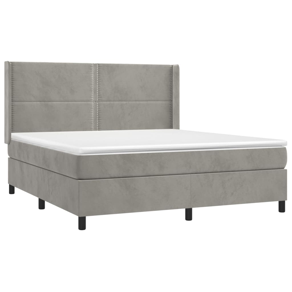 Κρεβάτι Boxspring με Στρώμα & LED Αν.Γκρι 180x200 εκ. Βελούδινο